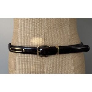 Vtg Donna Katz Leather Tortoise Shell Belt Gold Accents Size Large 34 90s 1 Inch